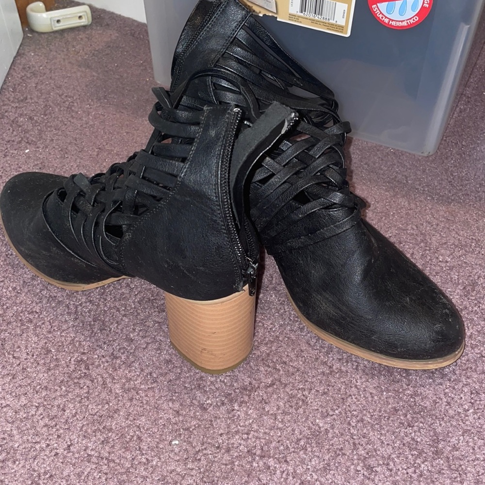 black strappy booties